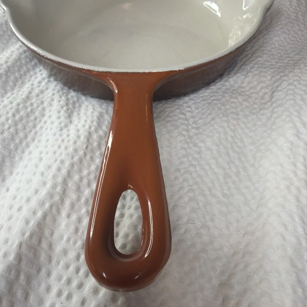Vtg #16 Cousance LE CREUSET Skillet Flame Orange Enamel Cast Iron 6.5